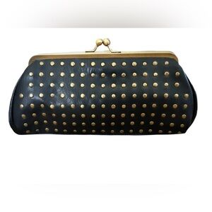 GHD Black Studded Frame Clutch Handbag